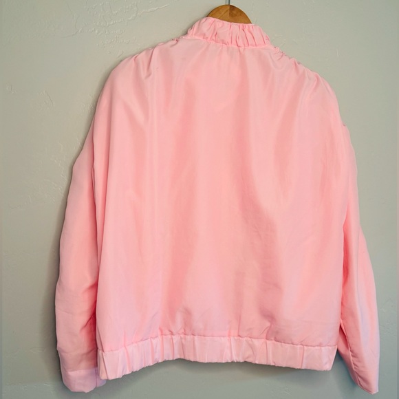 Vintage Bomber Jacket Windbreaker 80's Ken Pink by Abraxas Track Style SZ XL NEW - Picture 5 of 16